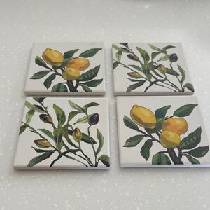 Lemon and Olive Ceramic Coasters